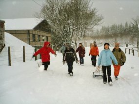 Die Klasse 5a am Fachtag 2003 im Wintersportgebiet